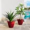Glitzhome® Round Faux Ceramic Pot Plastic Planter Set